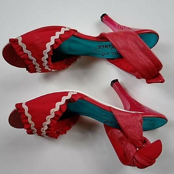 VTG,RED RARE 😸 IRREGULAR CHOICE SHOES HEELS  SIZE 38 USA 7 - Picture 5 of 9